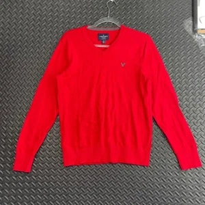 American Eagle Outfitters Red Classic Fit V Neck Pullover Sweater Men's Size M - Picture 1 of 8