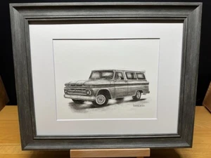 Disegno 5a Generazione Chevrolet Chevy Suburban Carryall Matita Schizzo Quadro - Foto 1 di 17