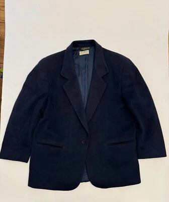 VTG LL Bean Blazer Womens Sz 14P Blue Wool Cashmere Blend Single Button Jacket - Image 1 of 4