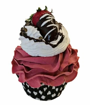 DEZICAKES Fake Cupcake Artificial Food Jubilee Burgundy Fake Cupcake