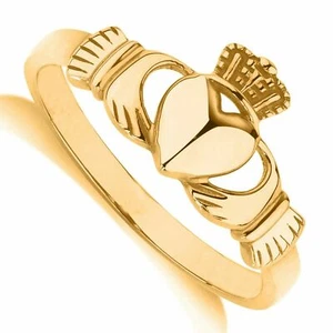 Damenring 14K Gelbgold plattiert Claddagh Versprechen Freundschaft Bandgröße 5-10 - Bild 1 von 12