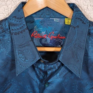 Camisa deportiva ROBERT GRAHAM Chelmsford estampado cachemir manga larga calce clásico -L- - Imagen 1 de 14