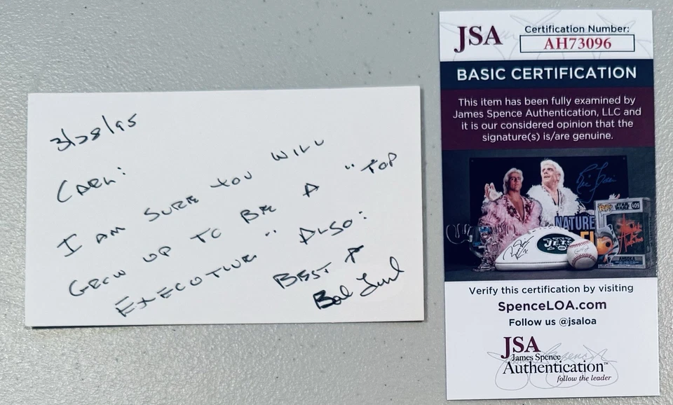 Robert Bob Tisch Signed Autographed 3x5 Card JSA Cert New York Giants Owner - Image 1 of 1