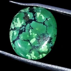 6,50 ct. Cabochon ovale turchese tibetano fatto a mano naturale 11X13X5MM - Foto 1 di 4