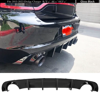 For Dodge Charger R/T SE SXT 2015-2023 Rear Bumper Diffuser Lip Gloss Black ABS Foto 1 de 4