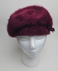 Kangol England Cloche Beret Womens Hat Burgandy Fur - Picture 1 of 9