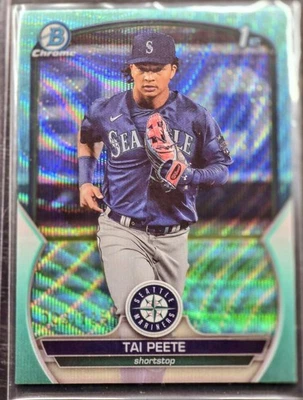 Bowman Draft 2023 cromo refractor de onda acuática/125 Tai Peete #BDC-28 Foto 1 de 2