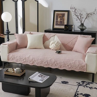 Cotton Sofa Cover Quilted Floral Thick Non Slip Mat - Image 1 of 4