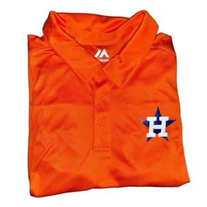 Majestic Houston Astros MLB Baseball Polo Shirt 2XL orange with chest logo NWOTs - Picture 1 of 4