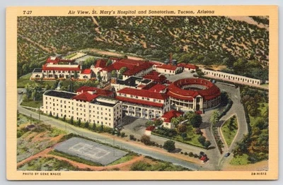 Air View St. Mary's Hospital & Sanatorium Tucson Arizona 1940s Postcard - Image 1 of 2
