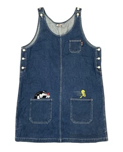 1999 Looney Toons Denim Dress Tweety Sylvester Women’s XL Jerry Leigh - Picture 1 of 6