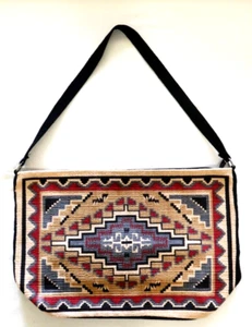 Cotton Canvas Shoulder Tote BAG Beach Shopping AZTEC Print ZIP Closure NEW - Picture 1 of 5