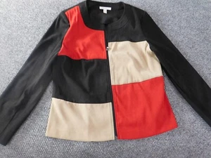 JM Collection Womens Jacket 12 Red Full Zip casual stretch - Picture 1 of 10