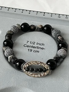 Black Jasper Bracelet Fathers Day Unisex Diffuser Graduation Grandparents Day - Picture 1 of 5