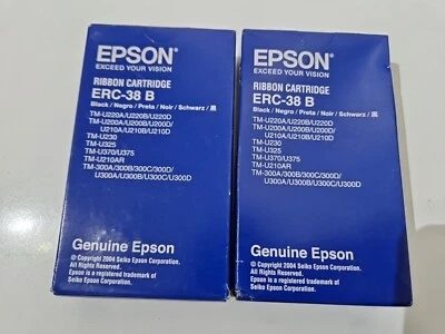 ERC-38 X 2 Black EPSON  Genuine Ribbon Cartridges, Original ERC-38 B, Total 2 - Image 1 of 3