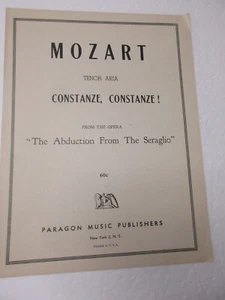Mozart Tenor Aria Constanze Constanze! Voice Piano Sheet Music From Seraglio - Picture 1 of 3