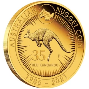 1/4 oz Australien Goldmünze Känguru/Nugget - 35. Jubiläum 2021 PP - Bild 1 von 5