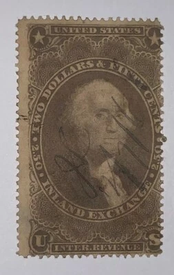 Travelstamps: 1862-71 US Stamp Scott#  R84c Inland Exchange  Washington used - Image 1 of 4