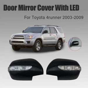 Gloss Carbon Car Side Mirror Covers With Light For Toyota Surf 4Runner 2003-2009 - Imagen 1 de 5