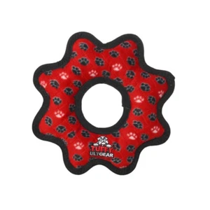 Tuffy Ultimate Gear Ring Interactive Play Dog Squeaker Toy Red Paws - Picture 1 of 5