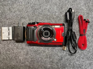 OLYMPUS Digital Camera Tough TG-6 12MP Waterproof GPS Wi-Fi Red Used - Picture 1 of 7