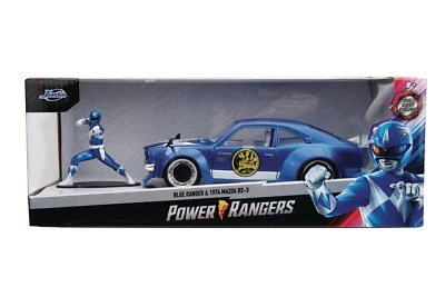 Power Rangers 1974 Mazda RX-3 con vehículo fundido a presión Blue Ranger 1:24 Jada 2024 Foto 1 de 4