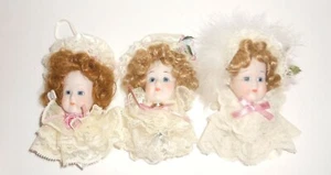Vintage Seymour Mann 3 Christmas Baby Doll Face Ornaments Victorian - Picture 1 of 4
