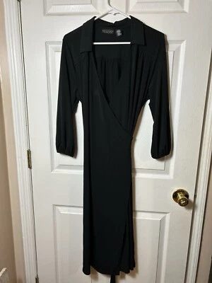 BASIC BLACK SEXY Apostrophe Womens Black Wrap Stretch Dress XL Rayon Bld Events - Image 1 of 3