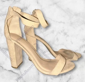 Charlotte Russe Nude High Heel Ankle Strap Open Toe Shoe Size 8 - Picture 1 of 4