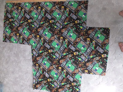 REMNANT with cut outs FOOTBALL tv television Beer cotton quilt fabric vtg - Image 1 of 4