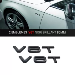 2x Logos Emblème V6T ailes portes Noir 85x18 MM pour Audi - Imagen 1 de 4