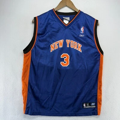 Vintage New York Knicks Jersey Boys XL Blue Stephon Marbury Reebok Team Apparel - Image 1 of 4