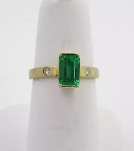 Colombian Emerald Engagement Ring 1.25 TCW 18K Gold Size 6.25 US Fine Muzo Mine - Picture 1 of 12