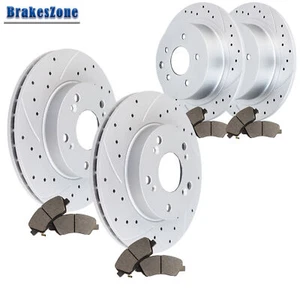 Front and Rear Brake Rotors Pads Kit fit for Honda Civic 2006-11 Drilled Brakes - Picture 1 of 8