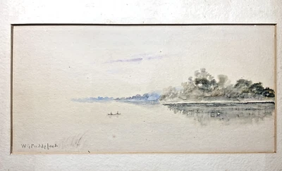 Pintura antigua paisaje de Massachusetts acuarela William George Puddefoot Foto 1 de 4