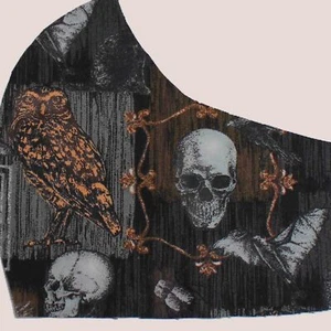 Face Mask Bats Owl Skull bones dead Black cat Halloween occult Filter Med Adult - Picture 1 of 4