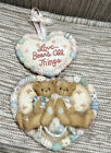 1996 Cherished Teddies Love Bears All Things Hanging Wall Plaque Double Heart