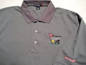NWOT Gray Polyester Sport-Tek Port Authority Size M Polo Golf Shirt w Logos - Picture 1 of 2