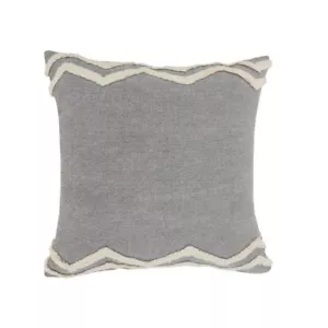 20 X 20 Light Gray Micro Chip Gray And White 100% Cotton Chevron Zippered Pillow - Picture 1 of 1