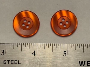 Two Vintage Large Red Plastic Sewing Buttons 7/8” Round Button Iridescent 4 Hole - Picture 1 of 4