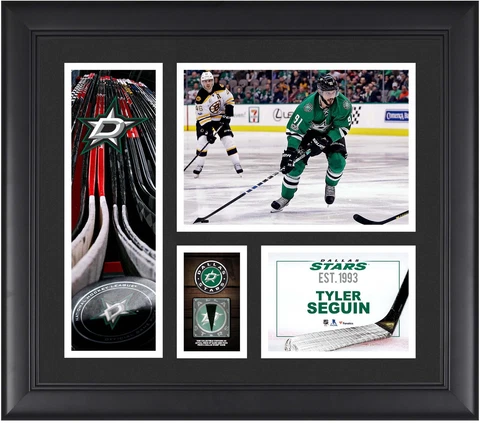 Tyler Seguin Dallas Stars Framed 15x17 Collage & Piece of GU Puck Cover