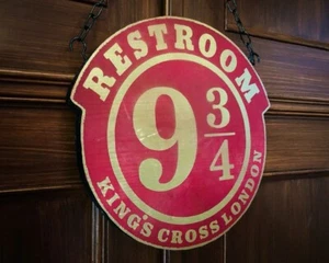 Magical Solid Wood and Paint Platform Station Restroom Sign - Picture 1 of 6