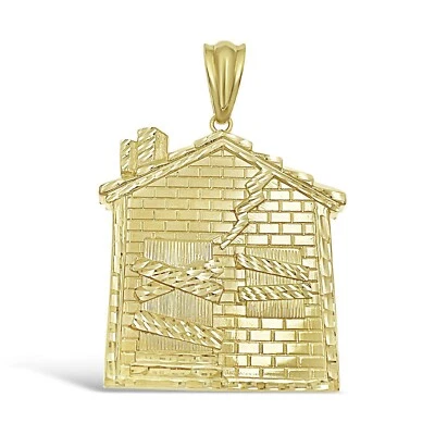 Colgante Trap House de oro amarillo de 10 k con dije de 1,4 pulgadas Foto 1 de 4