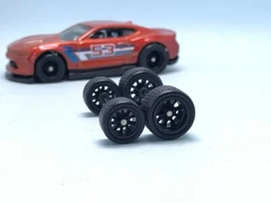 R418 Hotwheels 1/64 Real riders# BBS Black 10 & 12mm Long, Rubber Wheels - Bild 1 von 4