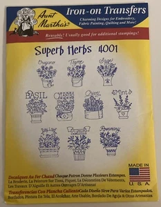 Tante Martha's Eisen Stickerei/Farbtransfer hervorragende Kräuter #4001 NEU VERSIEGELT - Bild 1 von 3