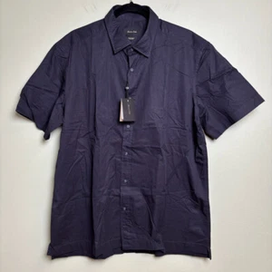 Massimo Dutti Mens Button Up Shirt Size XL Finest Fabric Black Short Sleeve NWT - Picture 1 of 18