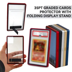Magnetic Graded Trading Cards Slab Holder Case Protector Folding Display Stand - Picture 1 of 15