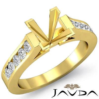 Round Channel Set Princess Semi Mount Diamond Wedding Ring 18k Yellow Gold 0.3Ct - Image 1 of 3