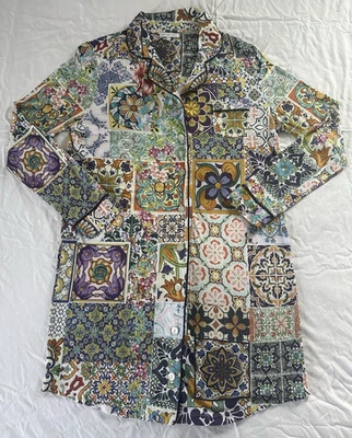 Camisón pijama de salón Johnny Was manga larga con botones PEQUEÑO Foto 1 de 4