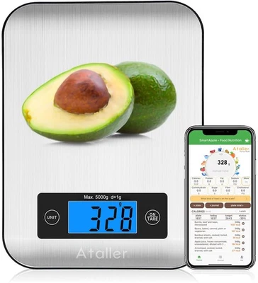 Básculas inteligentes de alimentos Ataller con calculadora nutricional, teléfono inteligente A... Envío rápido Foto 1 de 4